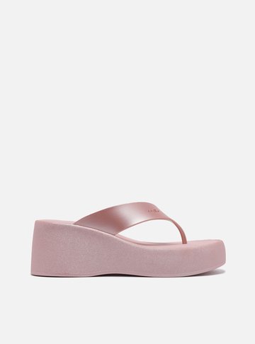 Sandália Rosa Metal Flatform Barcelona