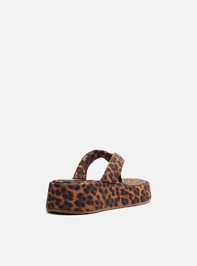 Sandália Animal Print Tiras Salto Médio