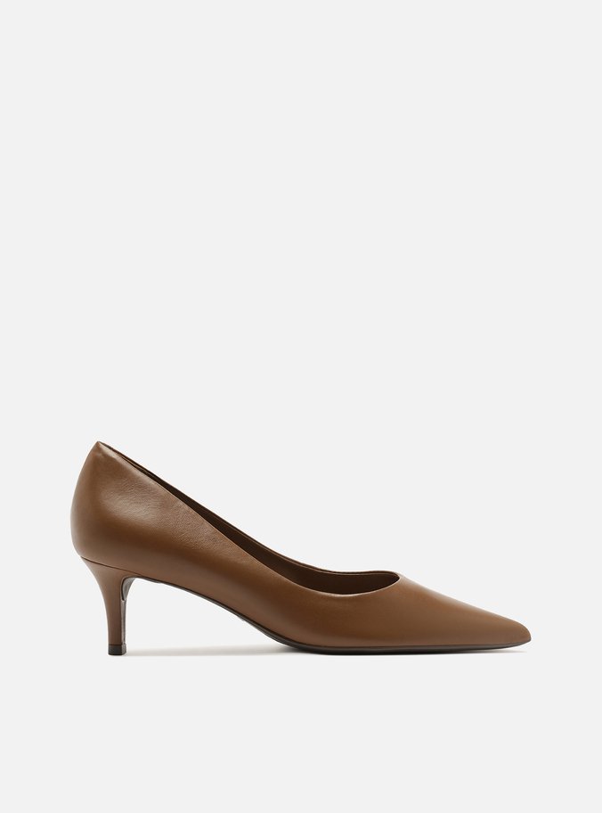 Scarpin Marrom Couro Salto Fino