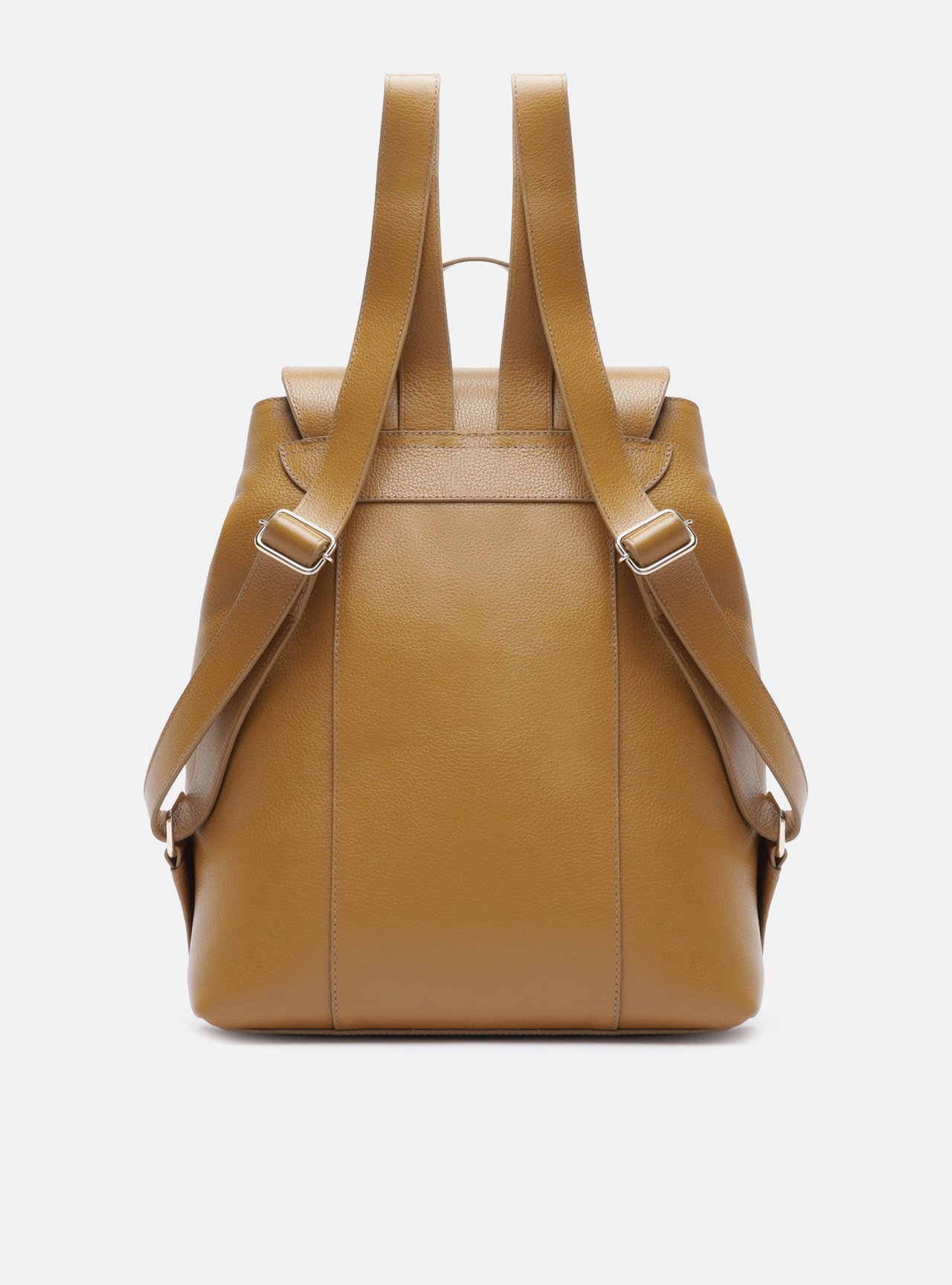 Bolsa Mochila Marrom Couro Grande Granulada — foto 3