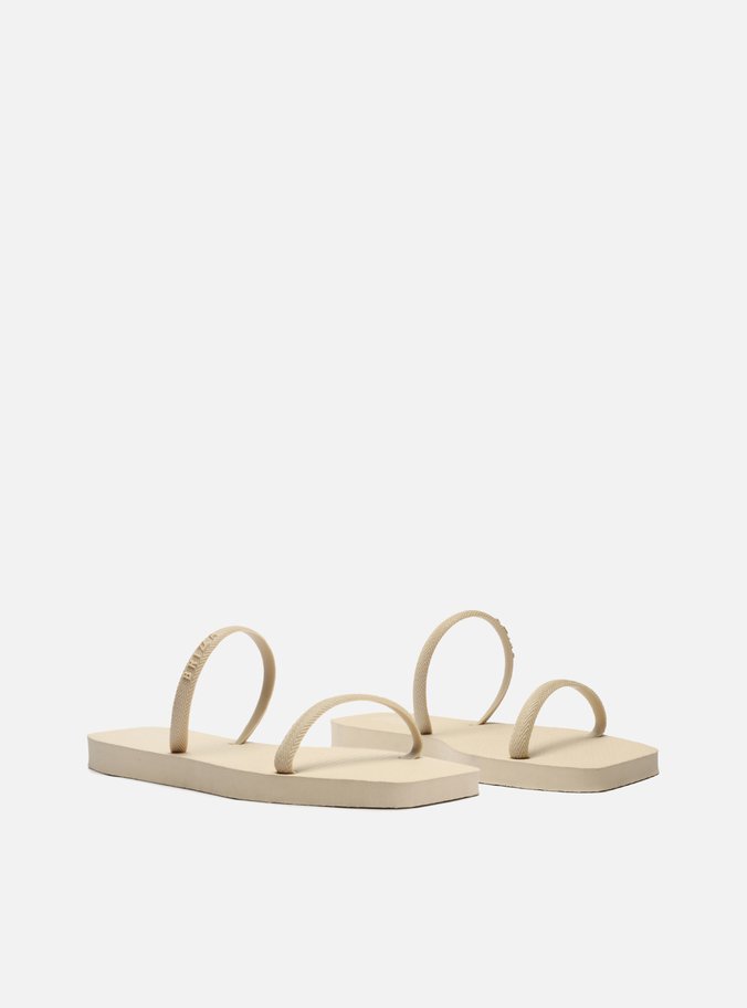 Sandália Rasteira Off-White Bico Quadrado Brizza