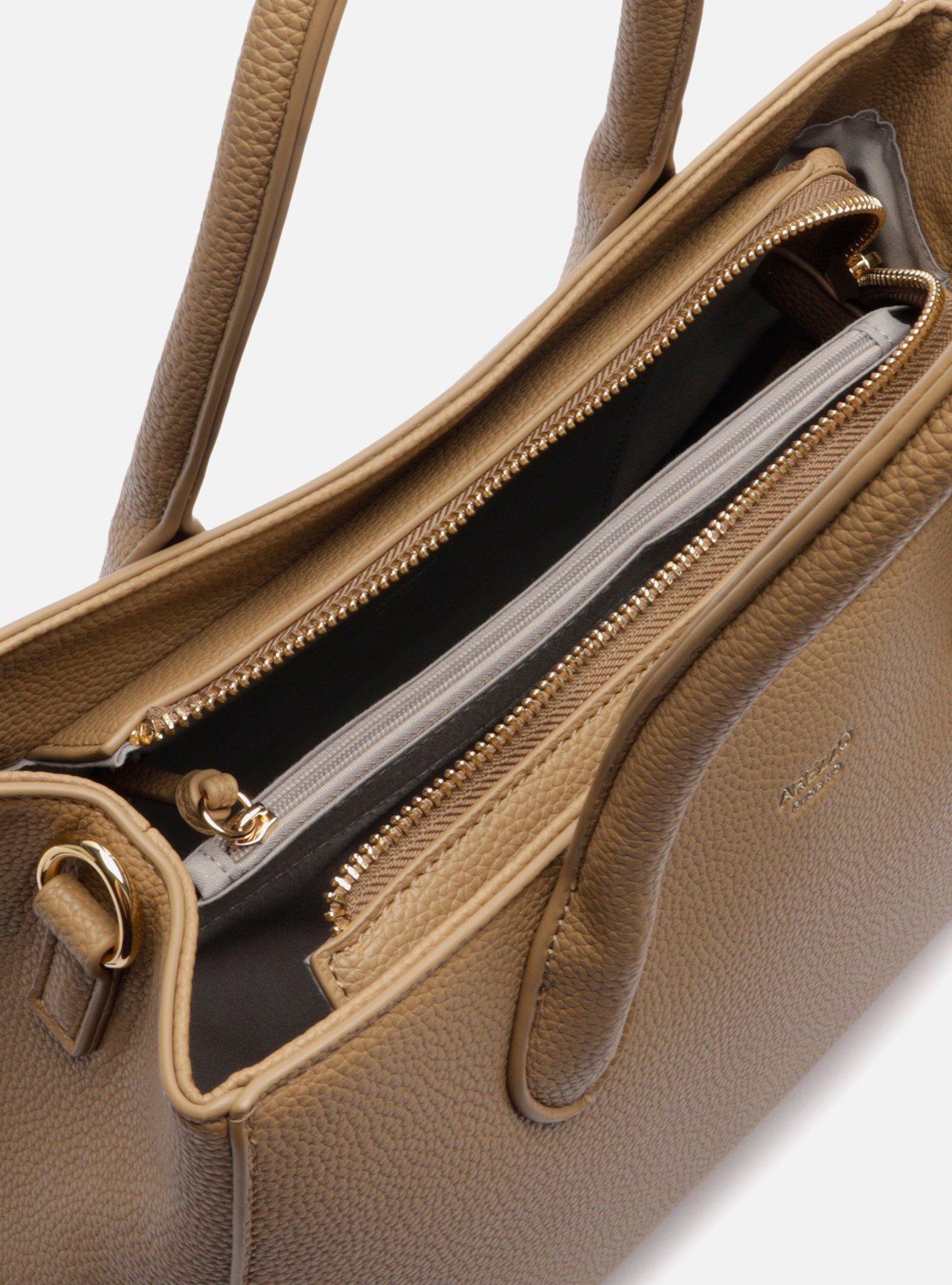 Bolsa Tote Cinza Grande Granulada Metais — foto 4