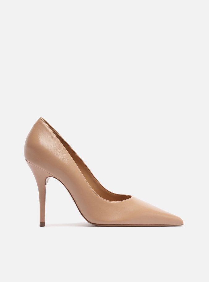 Scarpin Nude Couro Salto Fino