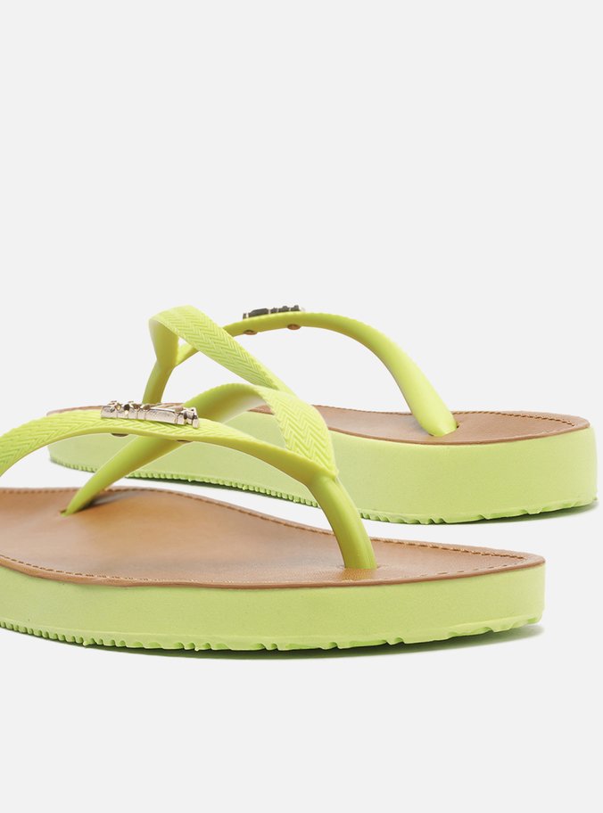 Chinelo de Dedo Amarelo Palmilha Marrom Brizza