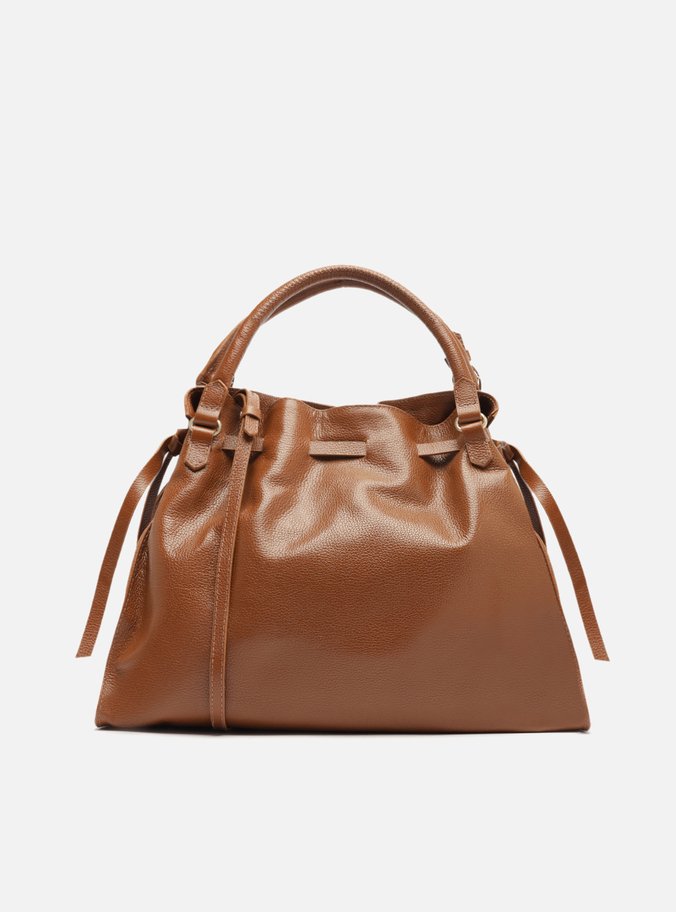 Bolsa Tote Marrom Couro Grande Rebites