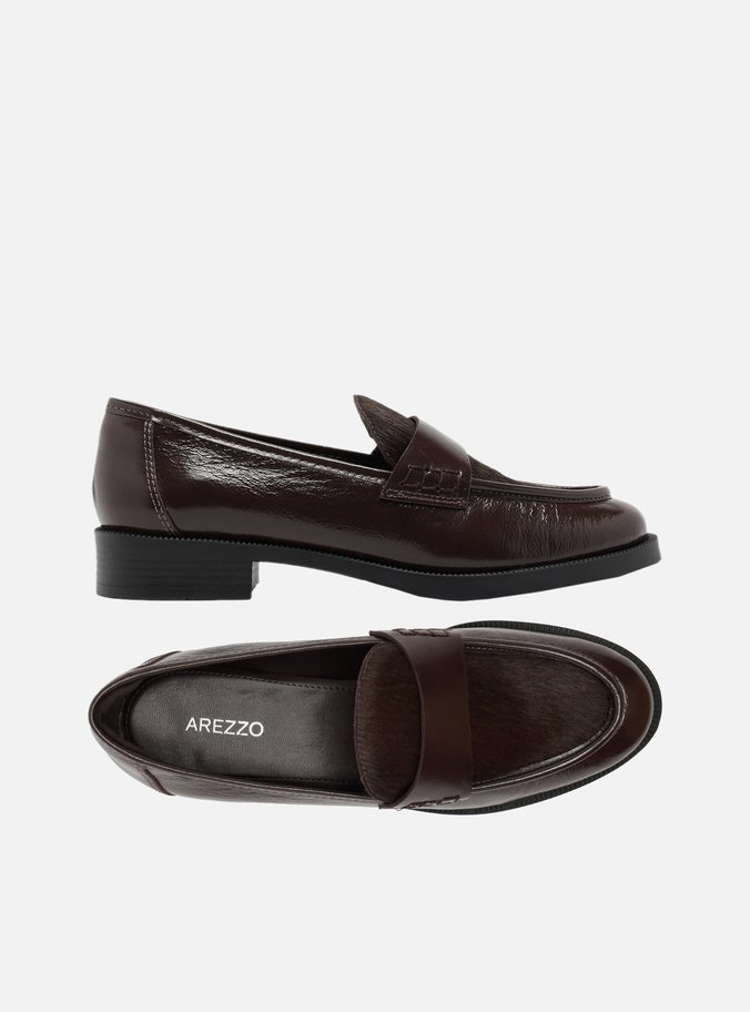 Mocassim Marrom Couro Mix Pelo Tira