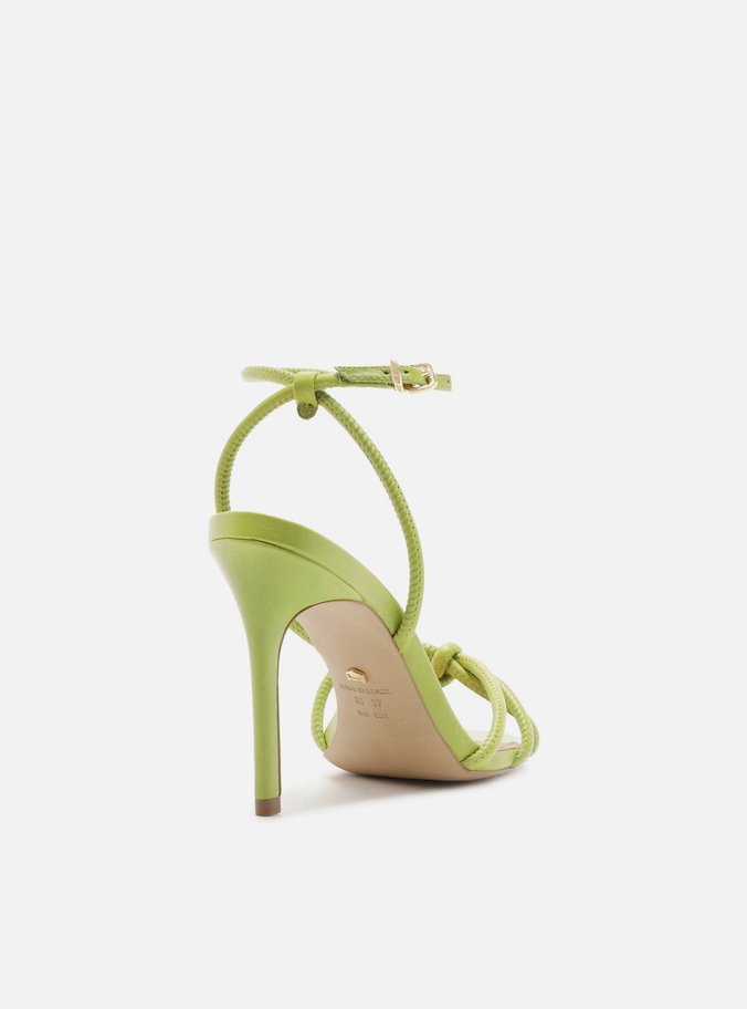 Sandália Verde Salto Fino Custom Anklet