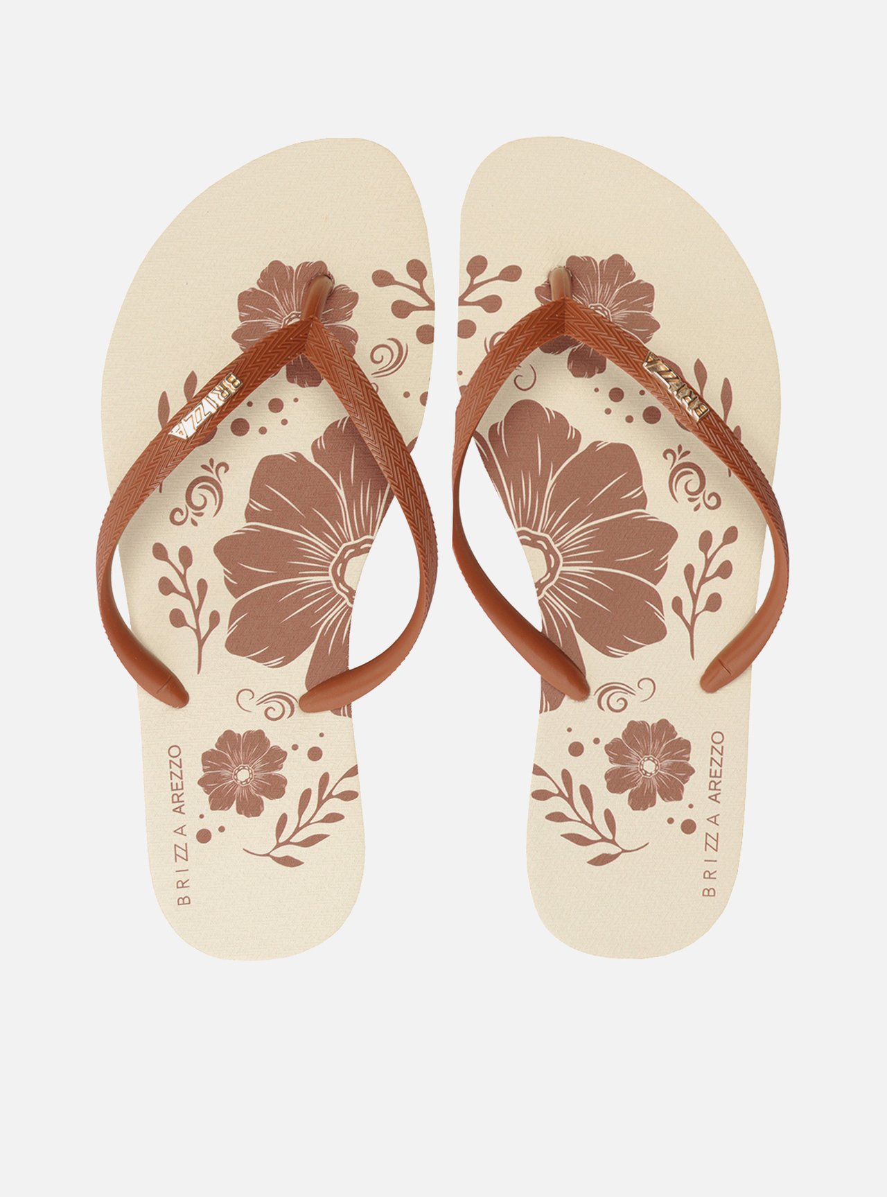 Chinelo de Dedo Marrom Estampa Flores — foto 1