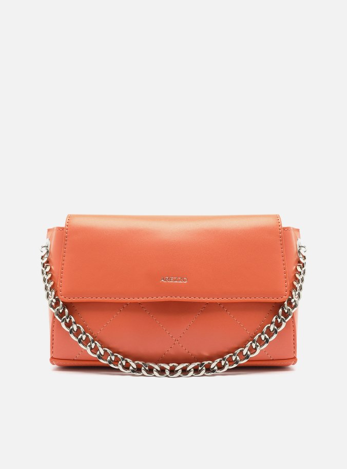 Bolsa Tiracolo Laranja Pequena Corrente Metal