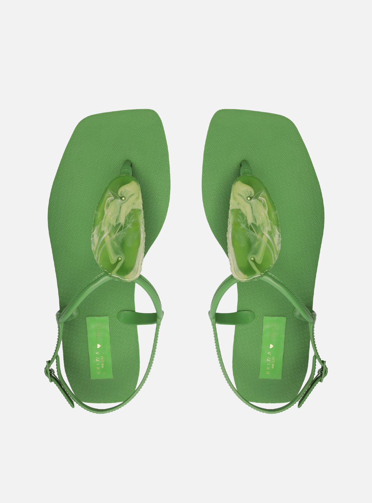 Sandália Rasteira Verde Square Thong Brizza Triya | Arezzo