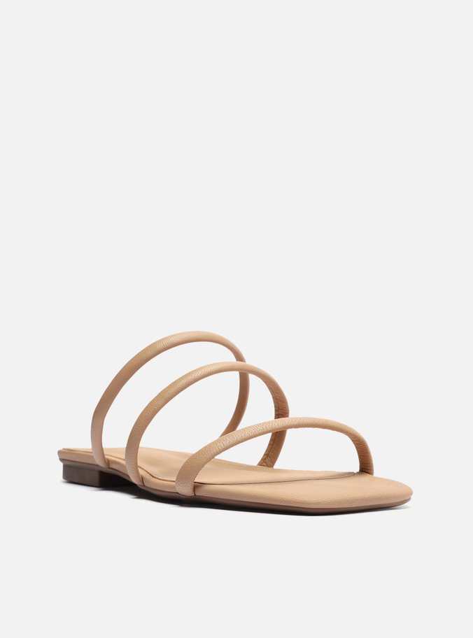 Rasteira Bege Nude Tiras Minimalista