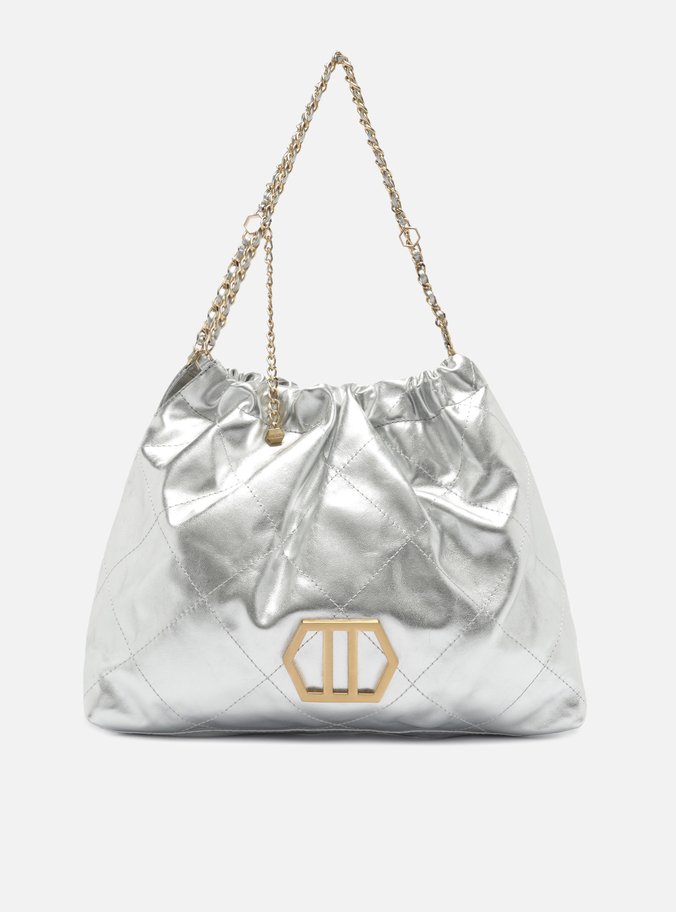 Bolsa Hobo Prata Couro Esther Grande