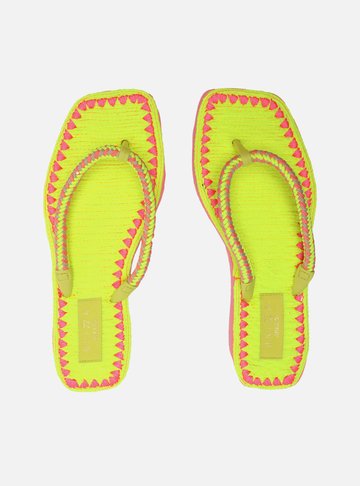 Chinelo de Dedo Amarelo Square Crochê Brizza