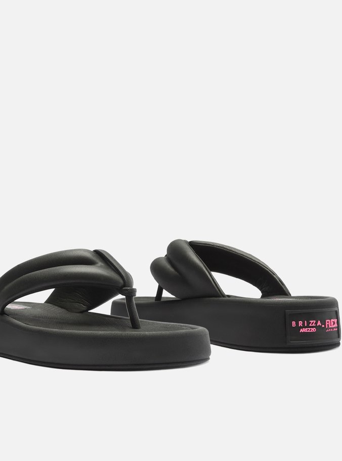 Sandália Preta Tiras Largas Flatform Kim Flex
