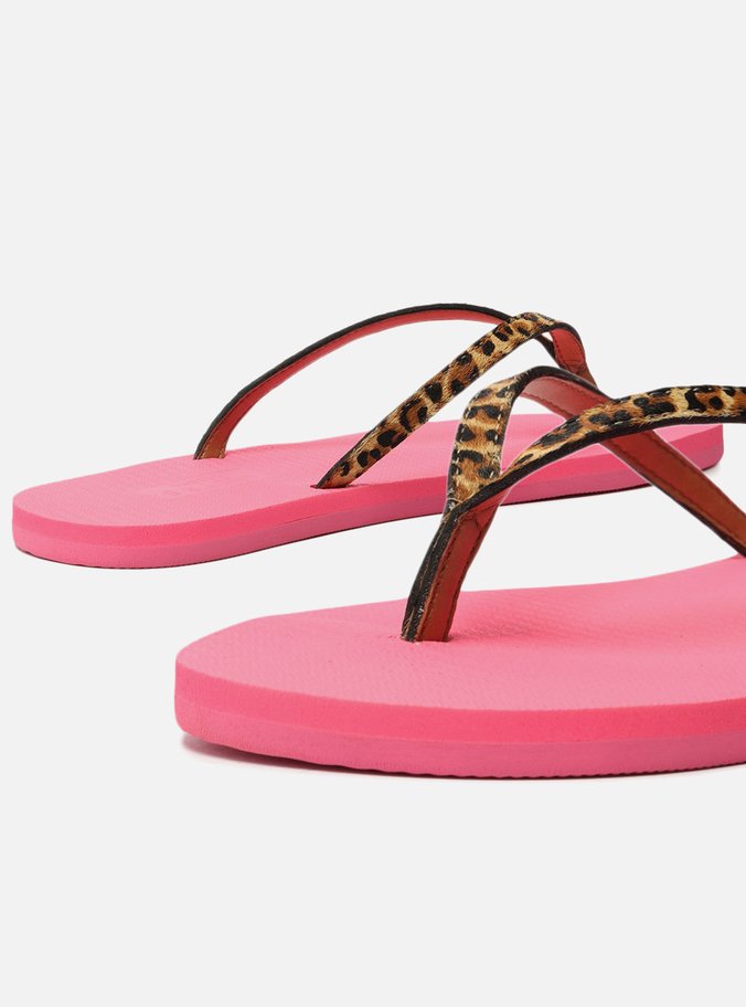 Chinelo Rosa e Animal Print Brizza Strap