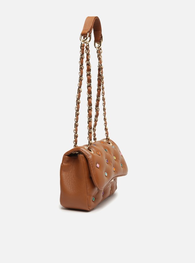 Bolsa Tiracolo Marrom Couro Mizz Stones Pequena