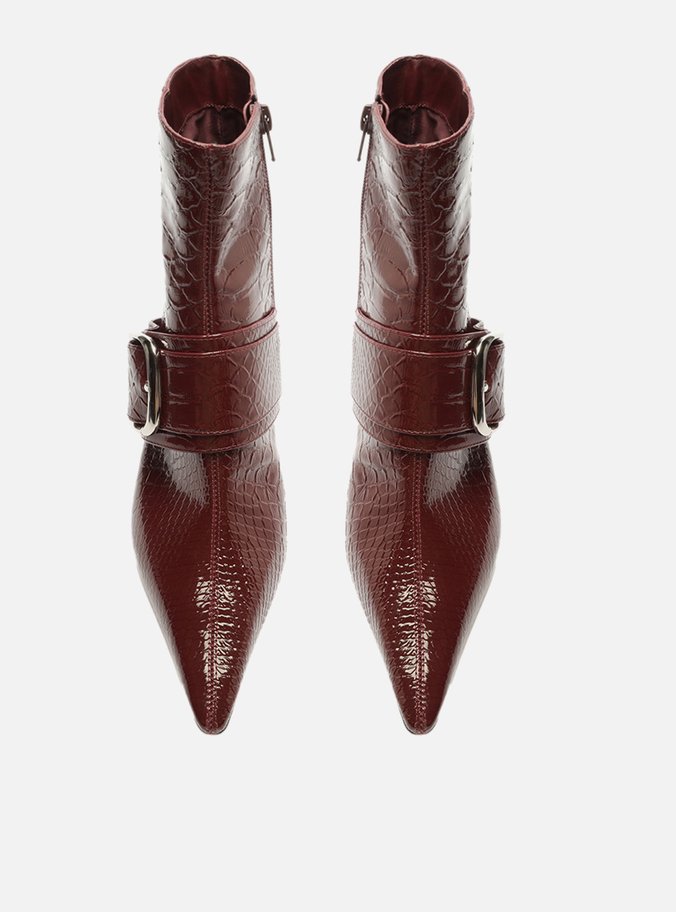 Bota Vermelha Snake Salto Fino Fivela