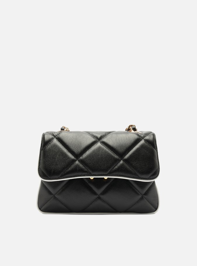 Bolsa Tiracolo Preta Couro Mizz Média Duo