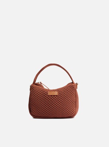 Clutch Marrom Pequena Crochê Brizza