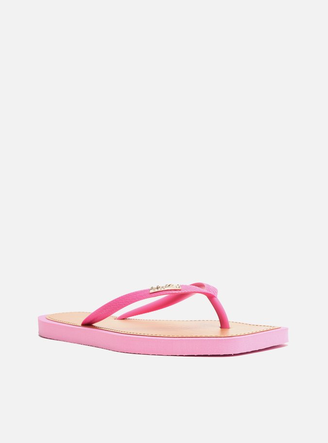 Chinelo de Dedo Rosa Square Palmilha Marrom
