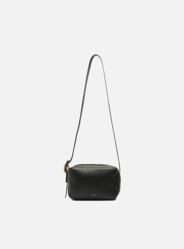 Bolsa Tiracolo Preta Couro Pequena Básica
