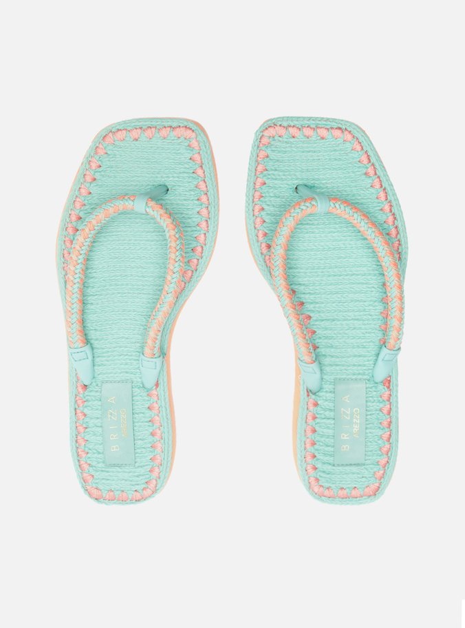 Chinelo de Dedo Azul Square Crochê Brizza