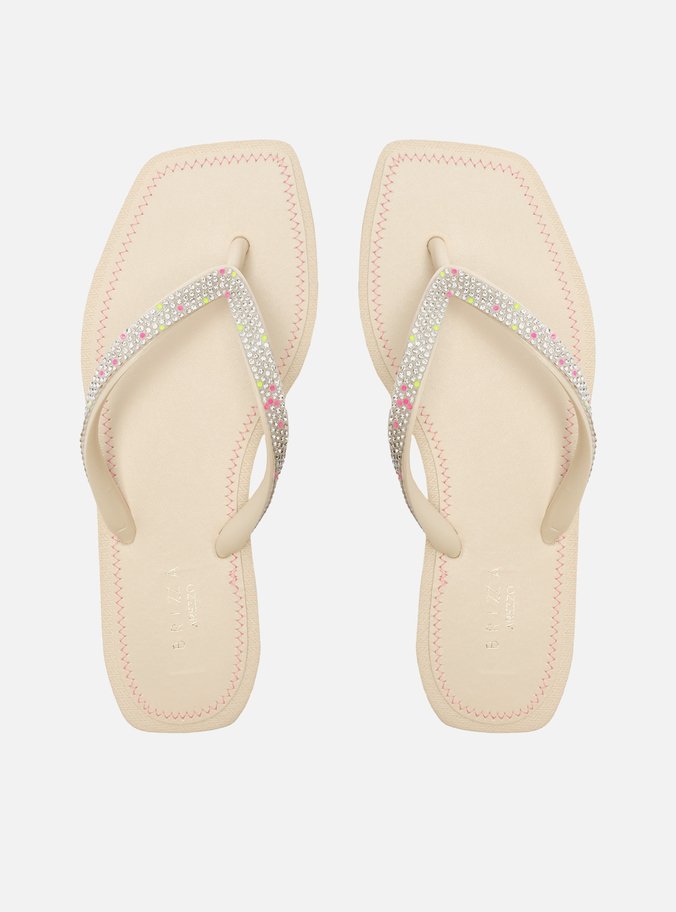 Chinelo de Dedo Off-White Recouro Square Strass