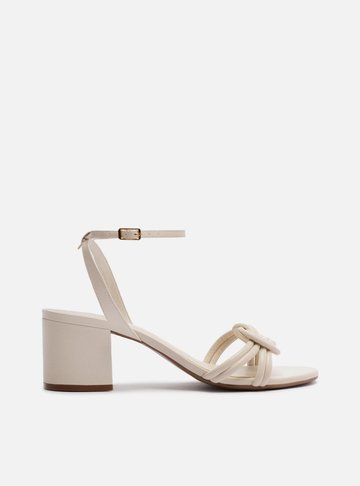Sandália Off White Salto Bloco Enlace Central