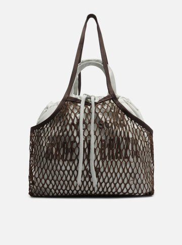 Bolsa Shopping Marrom Tela Lona Grande Verde TIG