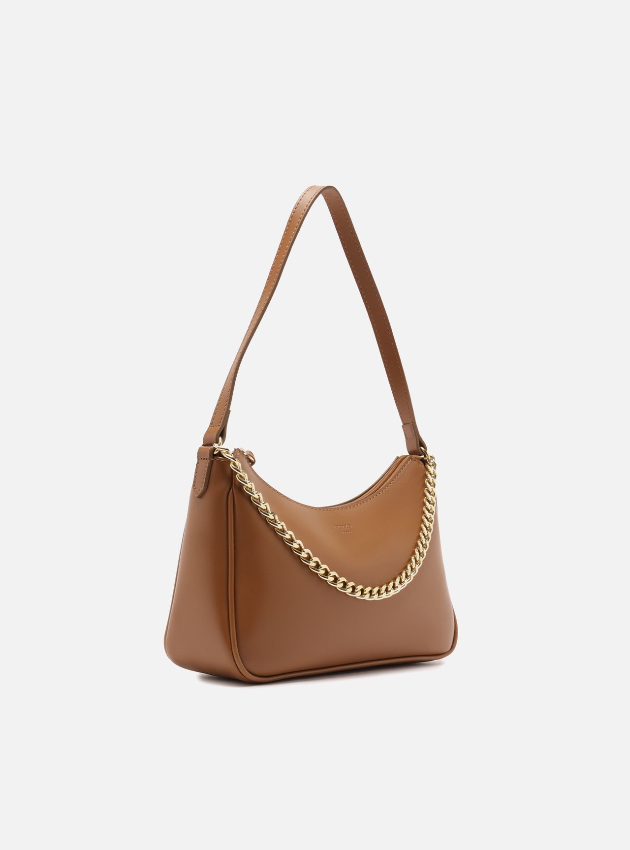 Bolsa Shoulder Marrom Pequena Corrente Dourada — foto 5