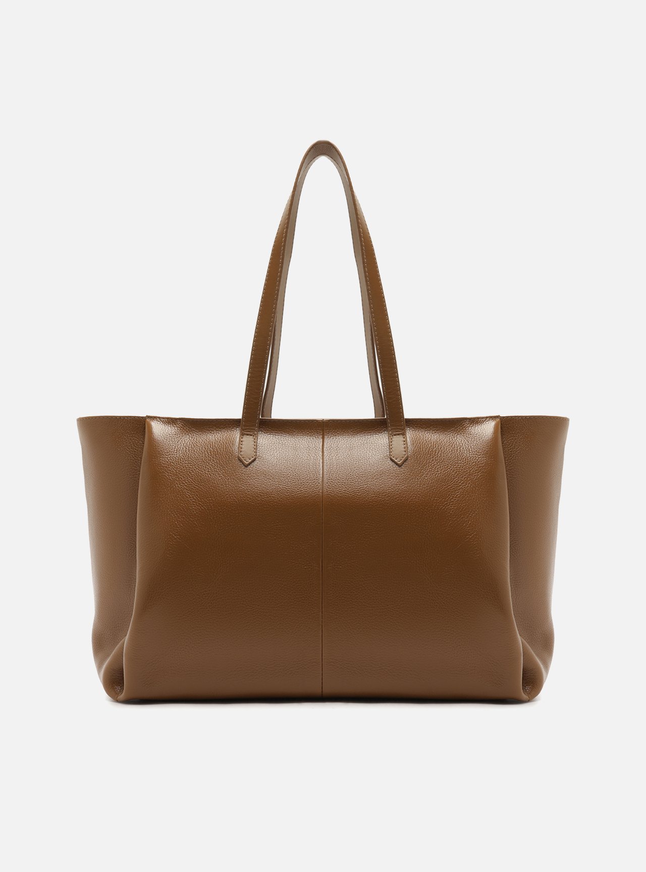 Bolsa Shopping Marrom Couro Grande Metais — foto 3