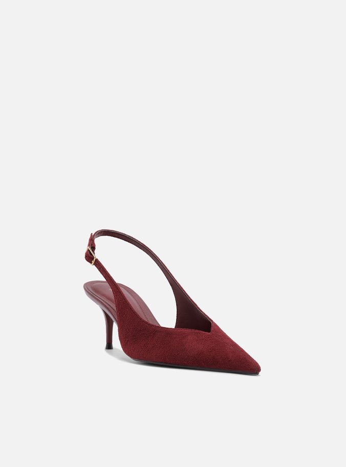 Scarpin Bordô Camurça Salto Kitten Slingback