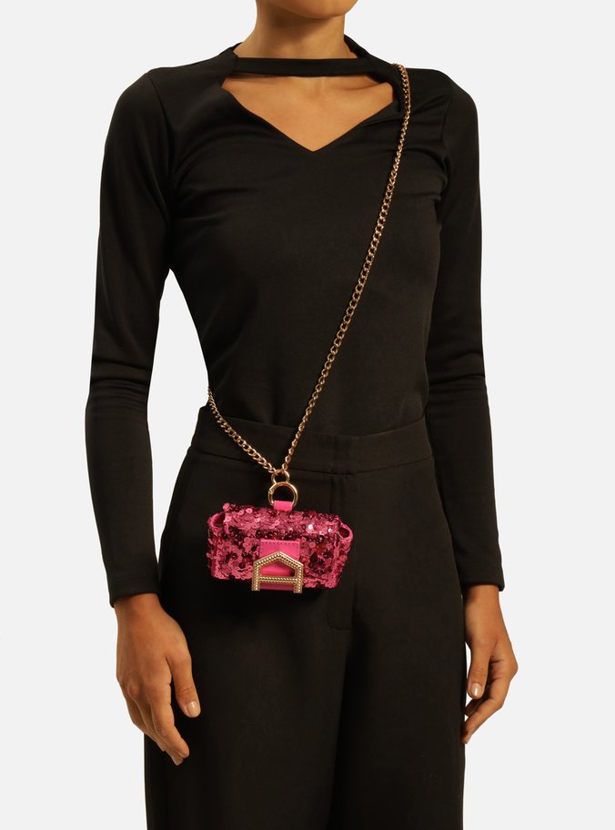 Mini Bag Rosa Paetê