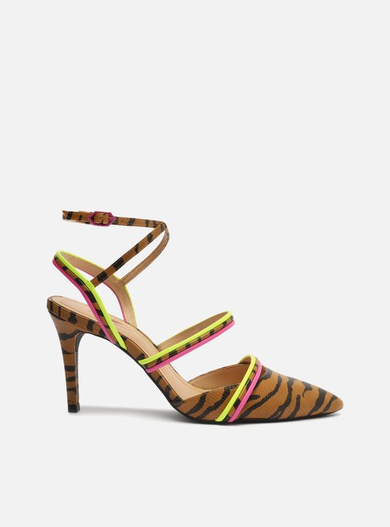 Scarpin Animal Print Salto Fino Tiras