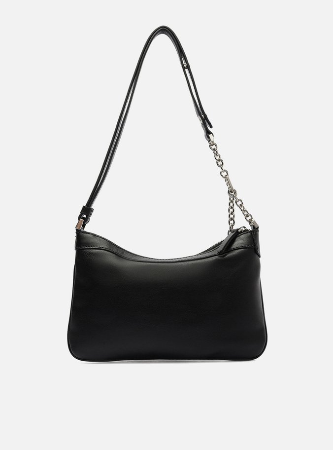 Bolsa Tiracolo Preta Couro Média Costuras