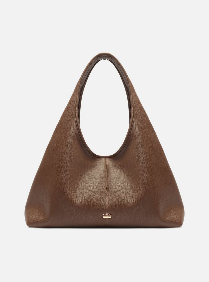 Bolsa Hobo Marrom Média Metais