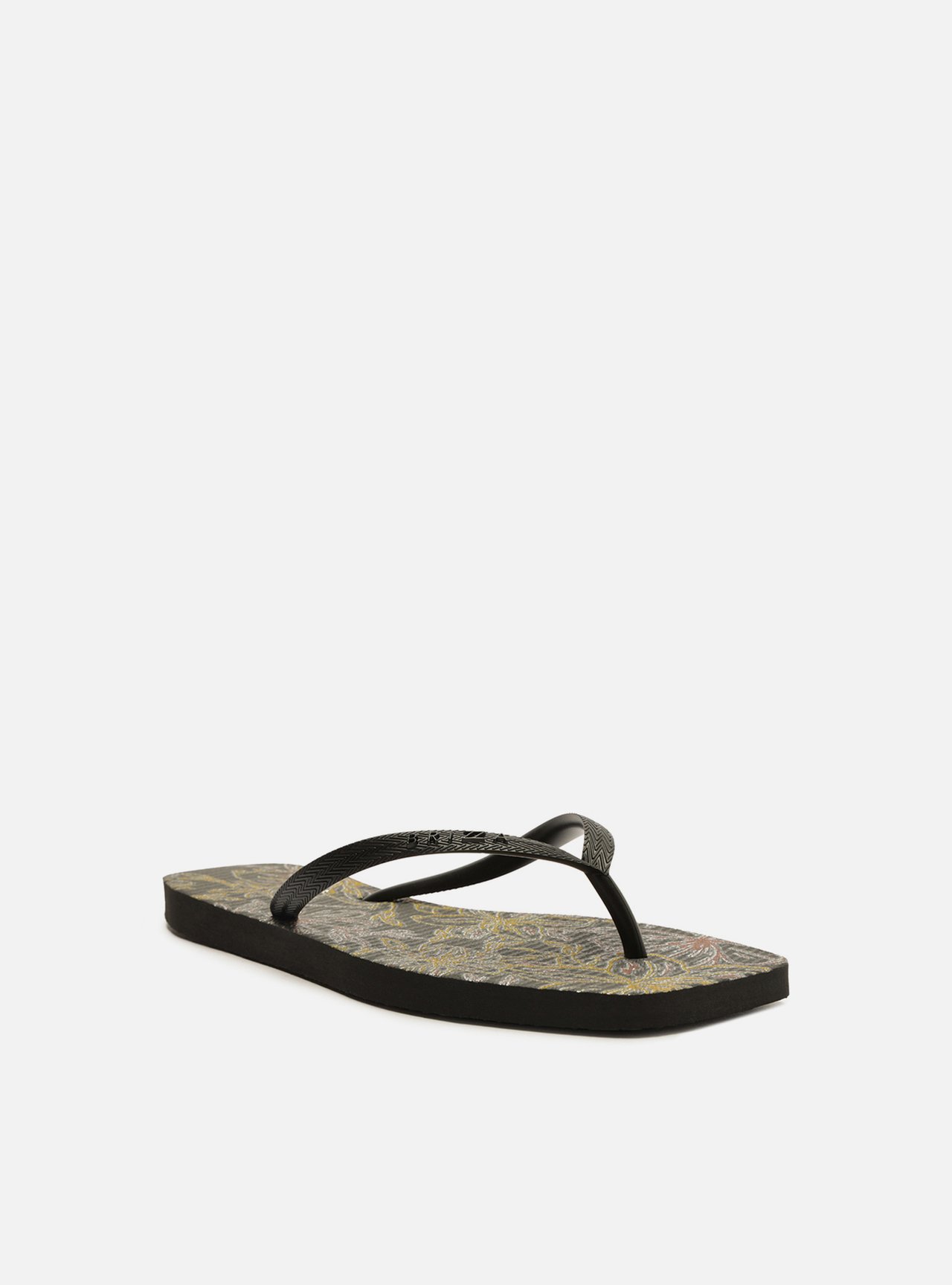 Chinelo de Dedo Preto Square Flores — foto 2
