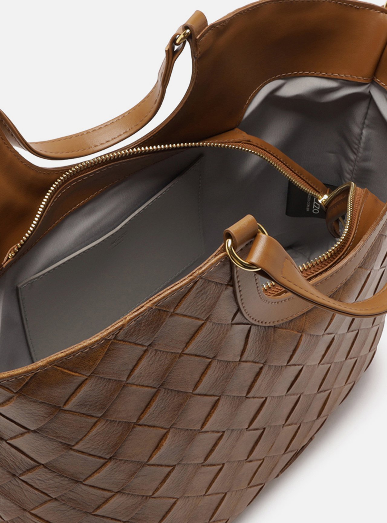 Bolsa Tote Marrom Claro Tressê Grande Tag — foto 4