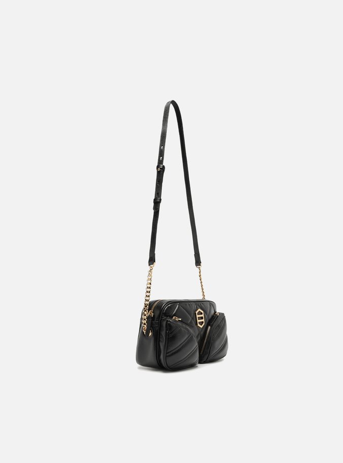 Bolsa Tiracolo Preta Couro Pequena Matelassê