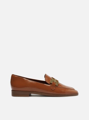 Mocassim Marrom Couro Shine Metal