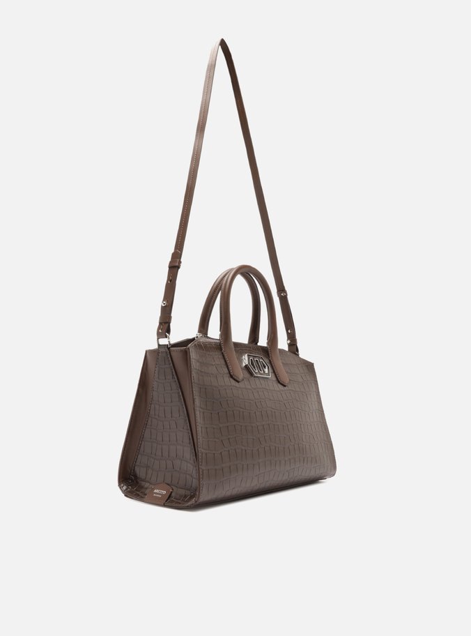 Bolsa Tote Marrom Média Croco