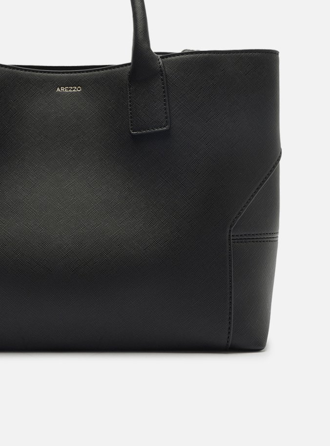 Bolsa Tote Preta Grande Recortes