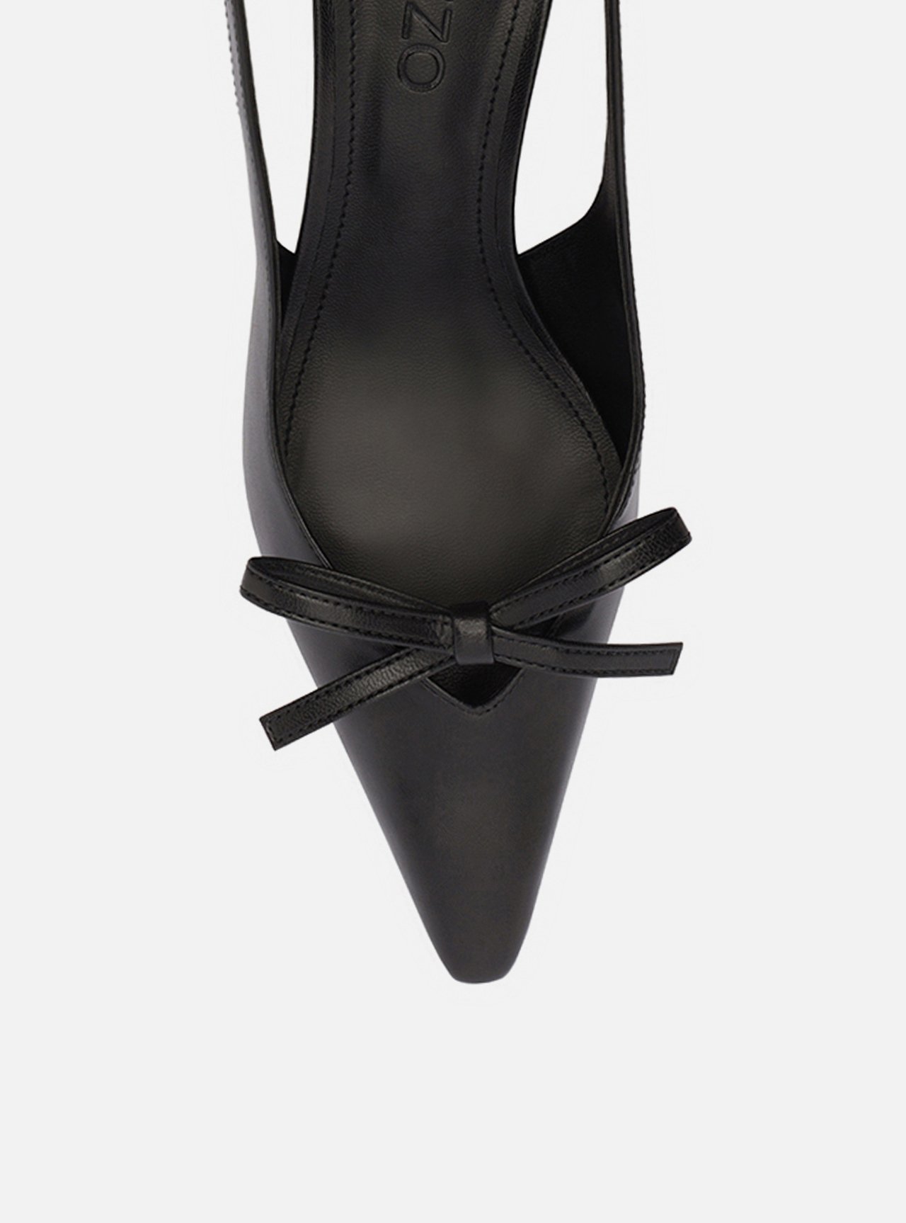 Scarpin Preto Couro Salto Fino Slingback Laço — foto 5