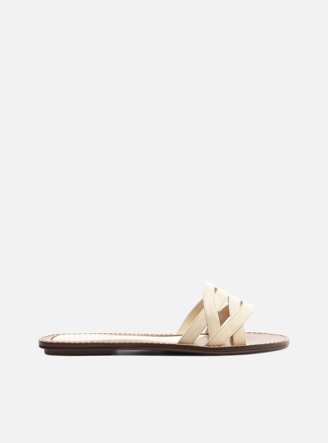 Sandália Rasteira Branca Bico Redondo