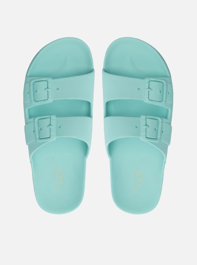 Chinelo Slide Azul Fivelas Brizza