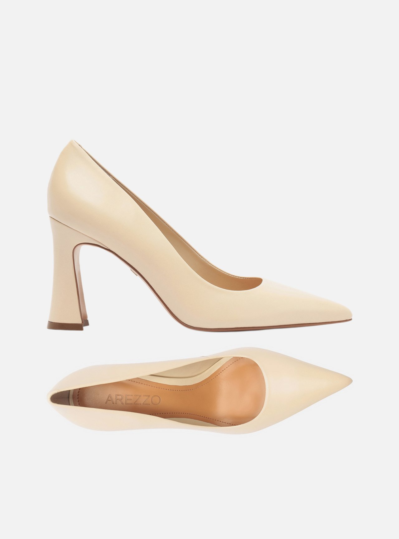 Scarpin Off White Couro Salto Alto Bloco Flare — foto 5