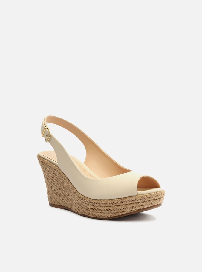 Sandália Off-White Couro Plataforma Slingback