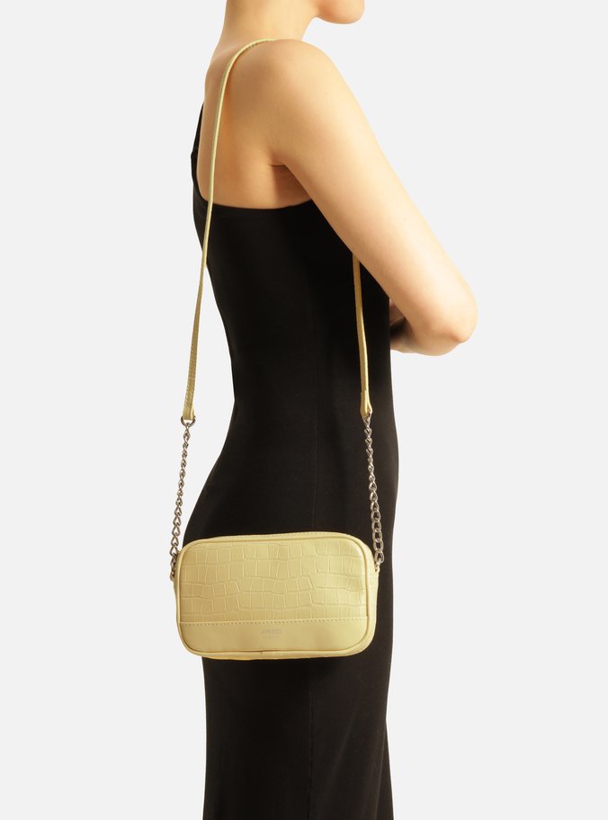 Bolsa Tiracolo Amarela Croco Clara Pequena
