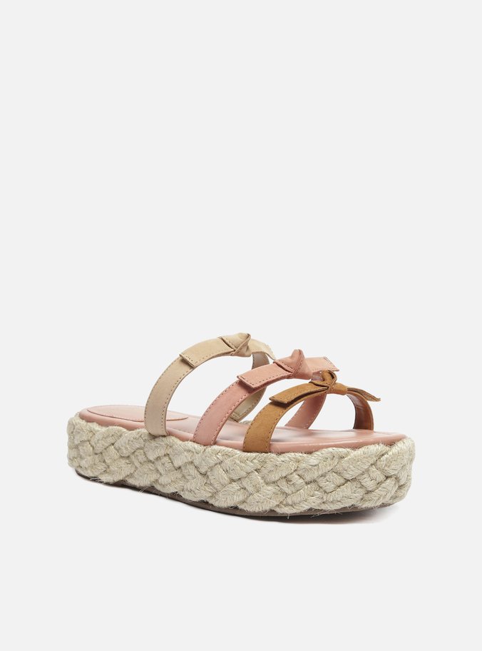 Sandália Marrom Nobuck Flatform Corda Nós
