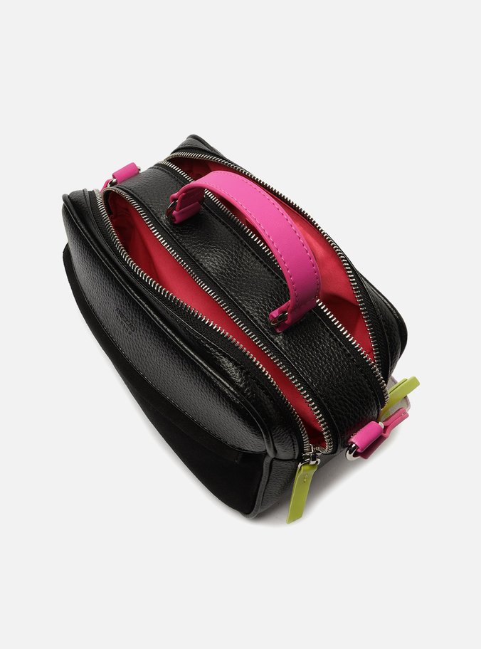 Bolsa Tiracolo Preta Prione Média Rosa